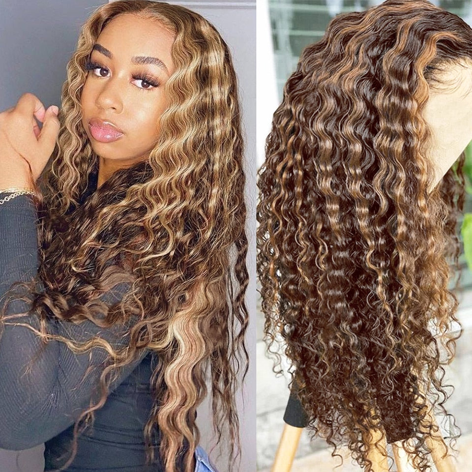 "YUMMY"Highlight  Deep  Water Wave Lace Front Wig