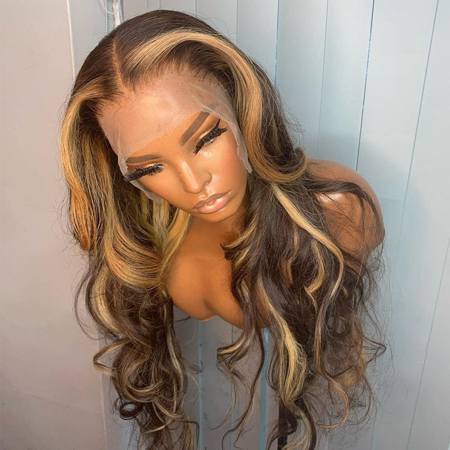 Highlight   Honey Blonde Body Wave Lace Front Wig