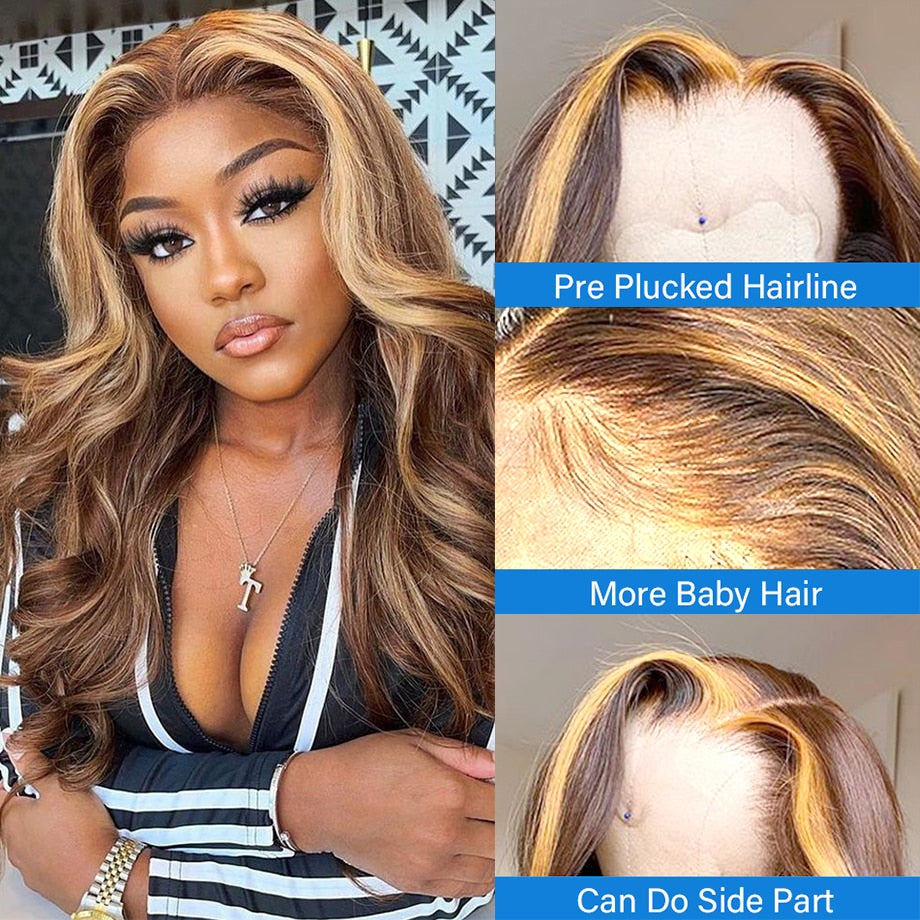 Highlight   Honey Blonde Body Wave Lace Front Wig