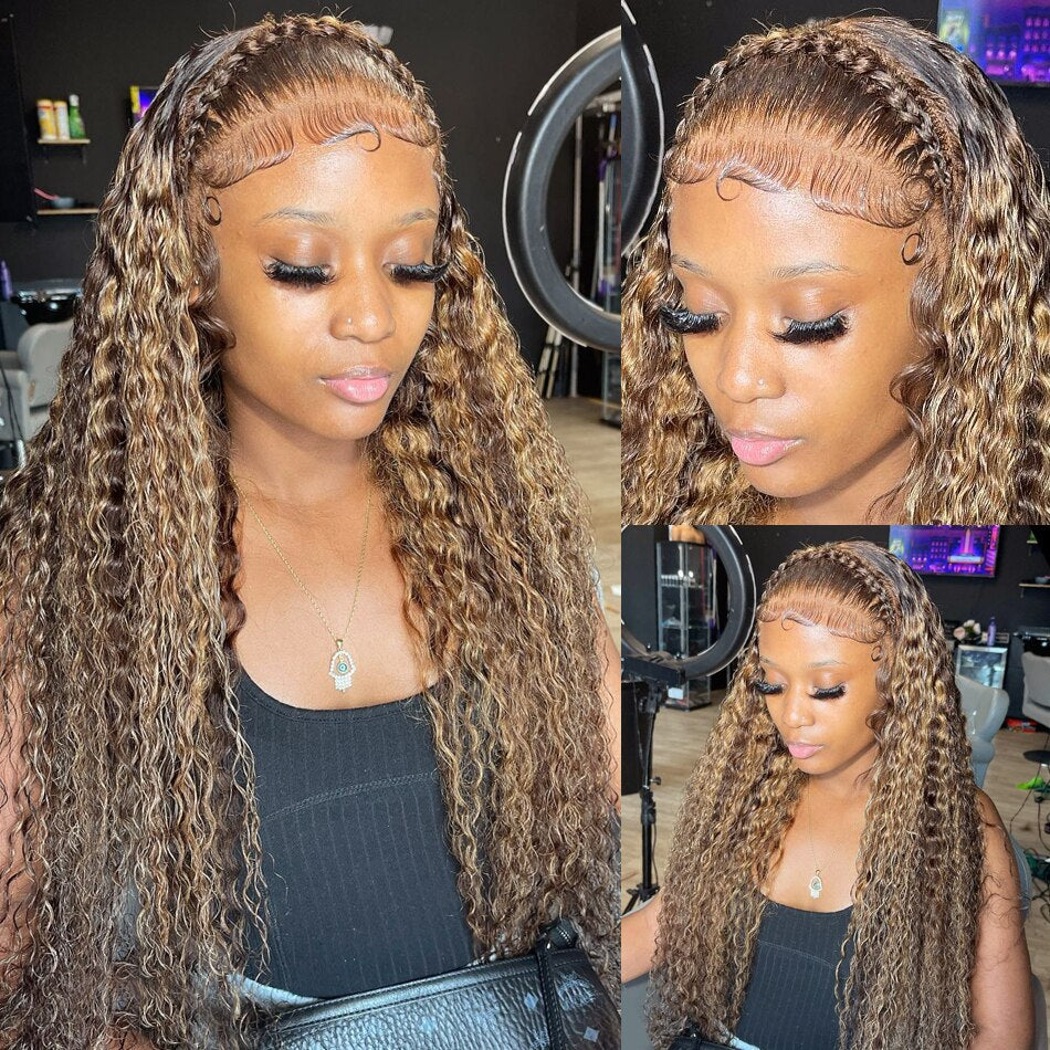 "YUMMY"Highlight  Deep  Water Wave Lace Front Wig