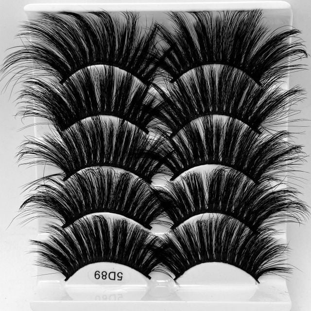 5Pair Fluffy Lashes 25mm 3d Mink Lashes