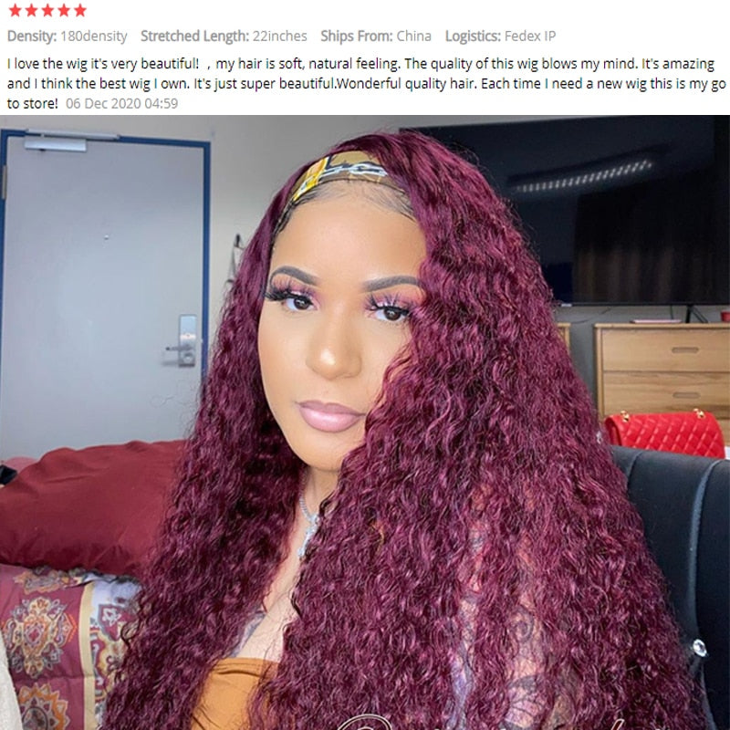"Qiuona" Curly Burgundy Red Wigs