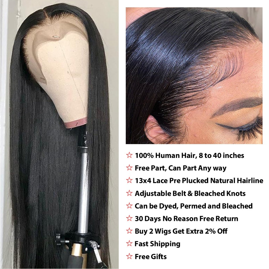 "TRINA"  40 Inch Brazilian Natural Hd Glueless Full Transparent 13x4 Lace Frontal Wig