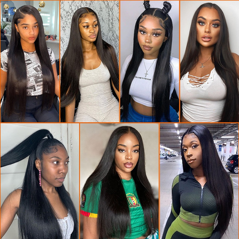 "TRINA"  40 Inch Brazilian Natural Hd Glueless Full Transparent 13x4 Lace Frontal Wig
