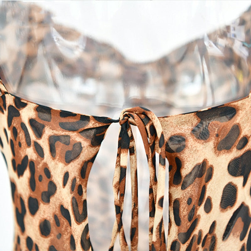 "Mo Money"  Leopard Print V-Neck Sexy Bodycon Long Dress