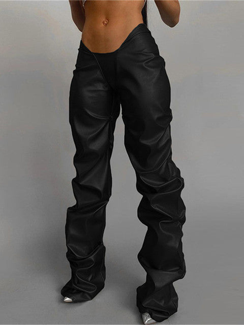 Shiny  Hipster  Leather Streetwear Pants